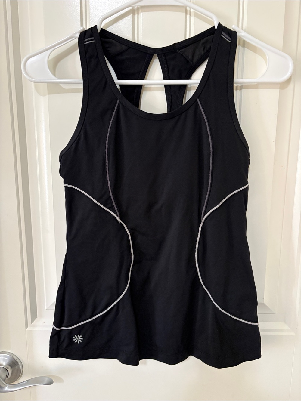 Athleta Energy Back zip Women’s Black‎ Active Tank Top -Performance Workout (A1)